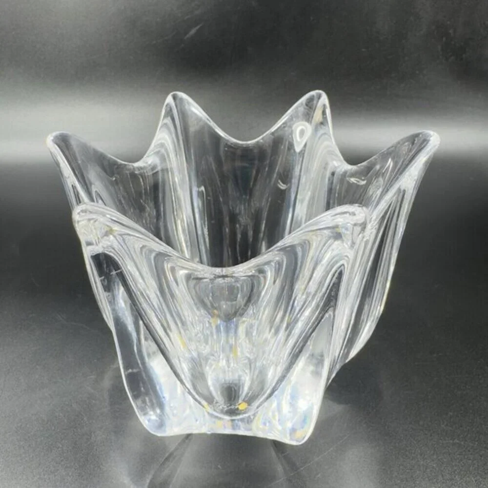 Vintage Orrefors Belle Clear Heavy Single‎ Candle Holder Votive Dish Bowl Signed